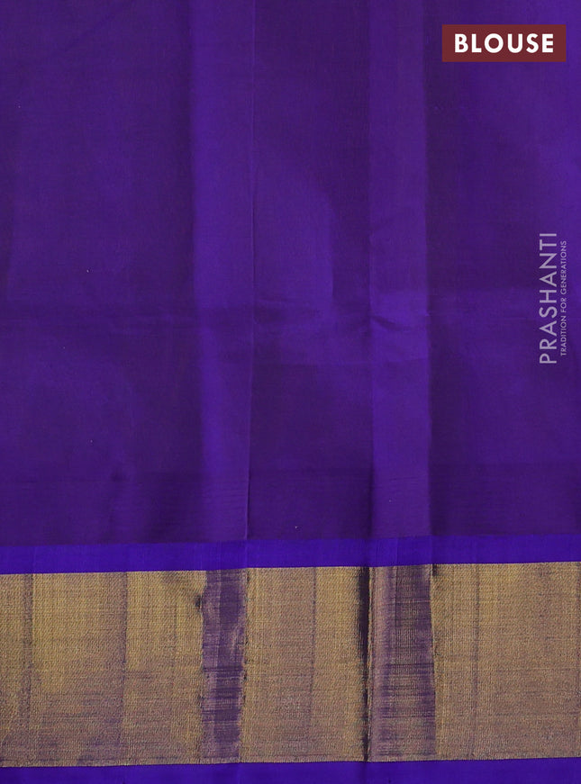 Kuppadam silk cotton saree lime green and blue with plain body and zari woven border