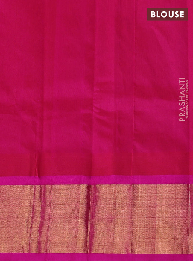 Kuppadam silk cotton saree orange and pink with plain body and zari woven border