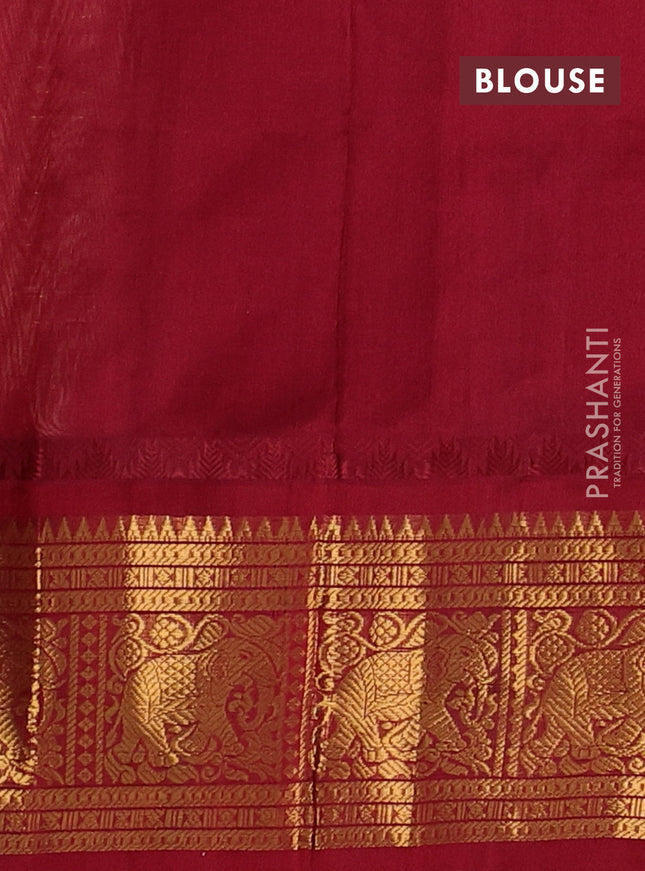 Kuppadam silk cotton saree sandal and maroon with allover zari checks & lakshadeepam weaves and zari woven border