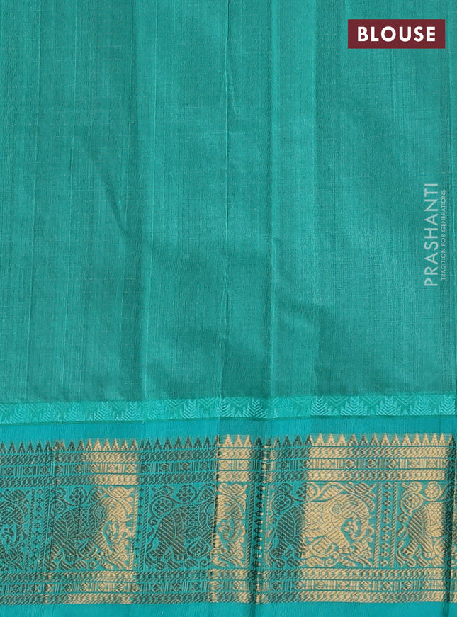Kuppadam silk cotton saree wine shade and teal green with allover zari checks & lakshadeepam weaves and zari woven border