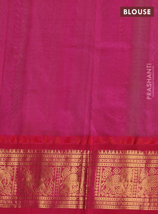 Kuppadam silk cotton saree pista green and pink with allover zari checks & lakshadeepam weaves and zari woven border