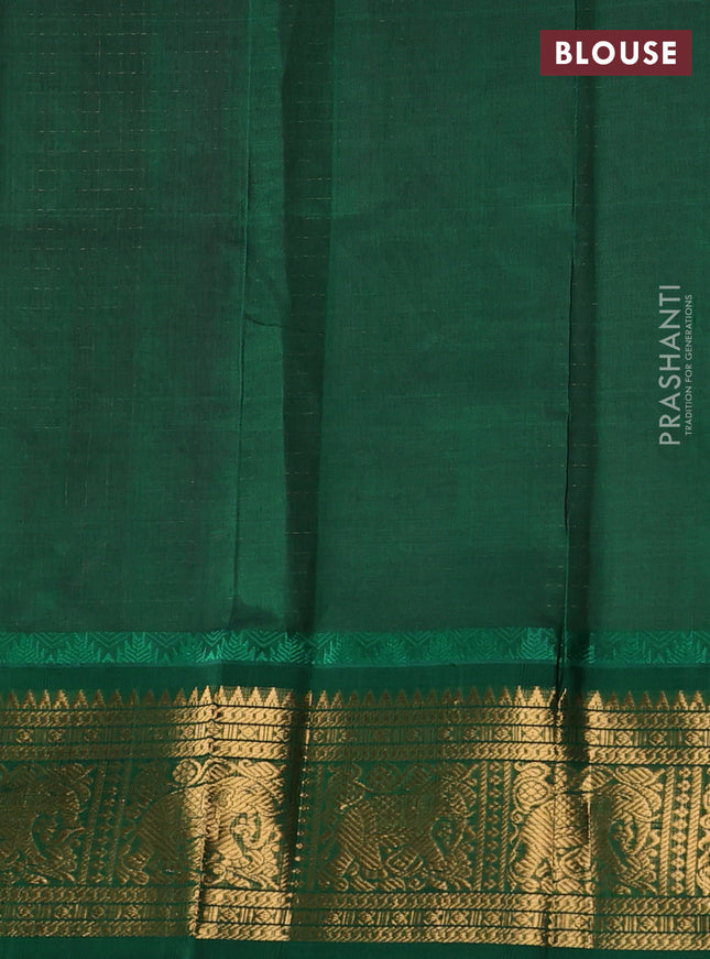 Kuppadam silk cotton saree dark magenta pink and green with allover zari checks & lakshadeepam weaves and zari woven border
