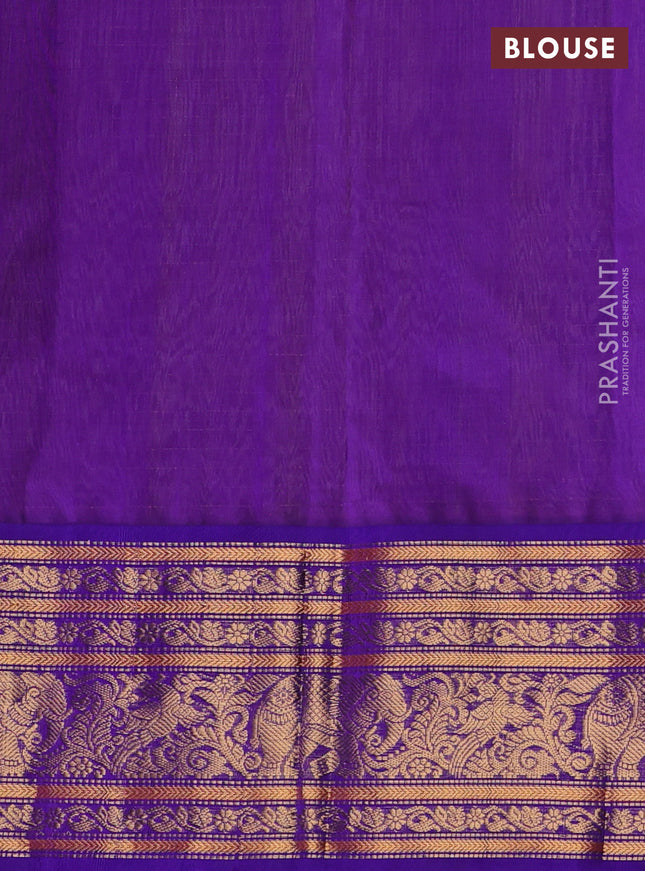 Kuppadam silk cotton saree sandal and violet with allover zari checked pattern and long zari woven border