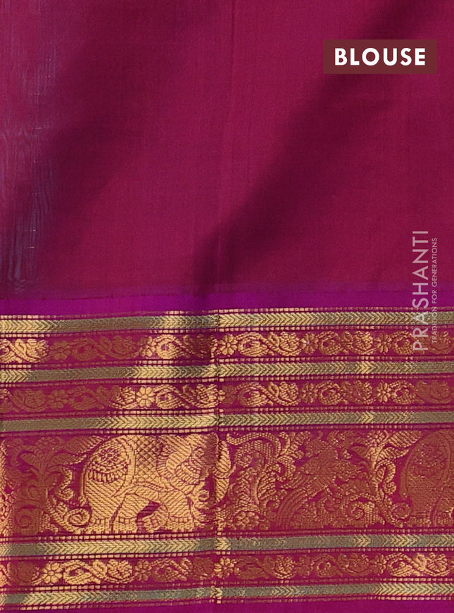 Kuppadam silk cotton saree cs blue and purple with allover zari checked pattern and long zari woven border