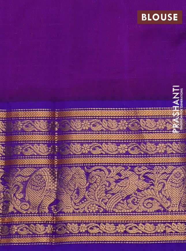 Kuppadam silk cotton saree dual shade of pink and blue with allover zari checked pattern and long zari woven border