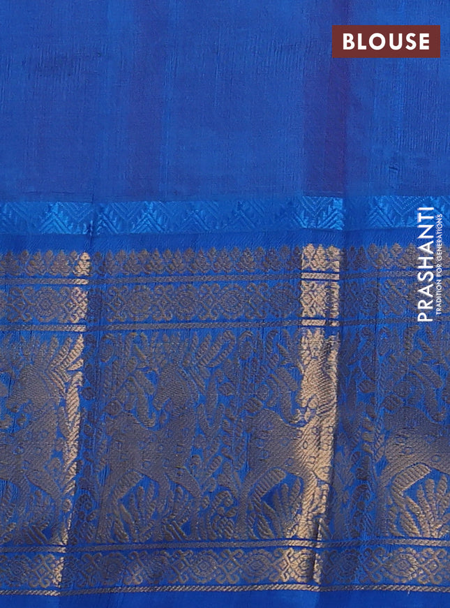 Kuppadam silk cotton saree pink and cs blue with allover small checked pattern and long zari woven border
