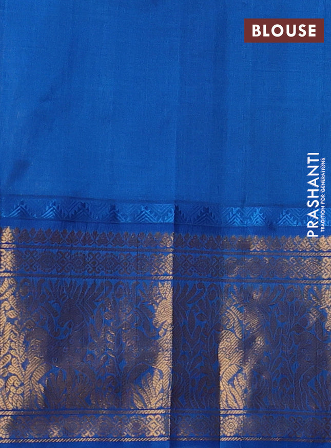 Kuppadam silk cotton saree yellow and cs blue with allover small checked pattern and long zari woven border