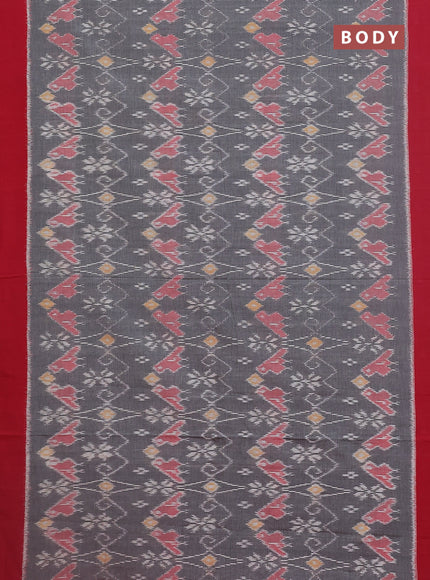 Ikat cotton saree grey and pink with allover ikat weaves and simple border