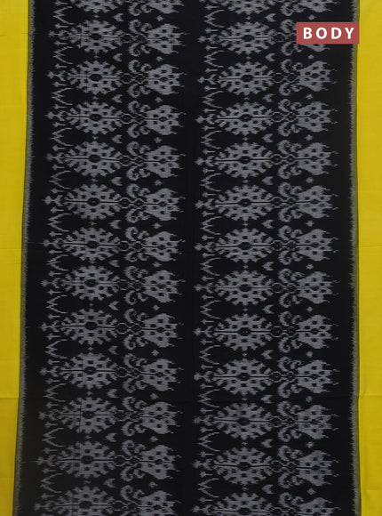 Ikat cotton saree black and yellow with allover ikat weaves and simple border