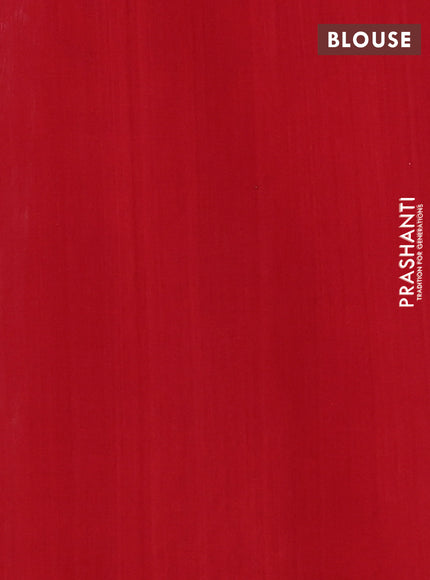 Ikat cotton saree grey and red with allover ikat weaves and simple border