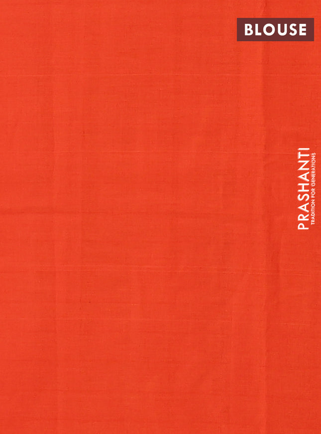 Ikat cotton saree grey and orange with ikat weaves and ikat woven border