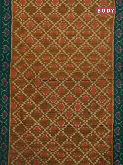 Ikat cotton saree mehendi green and green with allover ikat weaves and ikat woven border