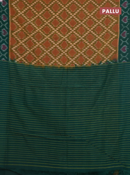 Ikat cotton saree mehendi green and green with allover ikat weaves and ikat woven border