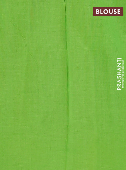 Ikat cotton saree blue and parrot green with allover ikat weaves and simple border