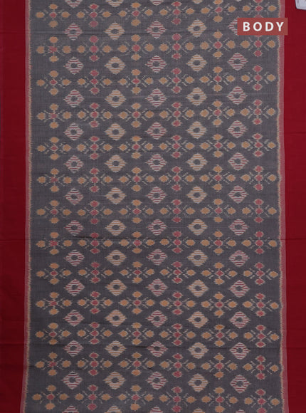 Ikat cotton saree grey and pink with allover ikat weaves and simple border