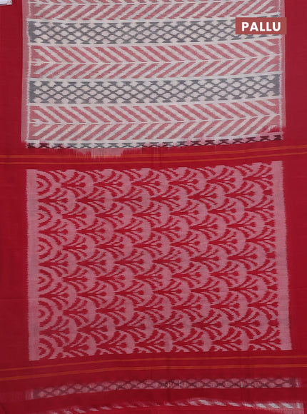 Ikat cotton saree off white and pink with allover ikat weaves and simple border