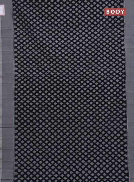 Ikat cotton saree black and grey with allover ikat weaves and simple border