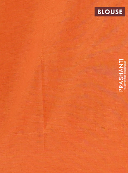 Ikat cotton saree black and orange with allover ikat weaves and simple border