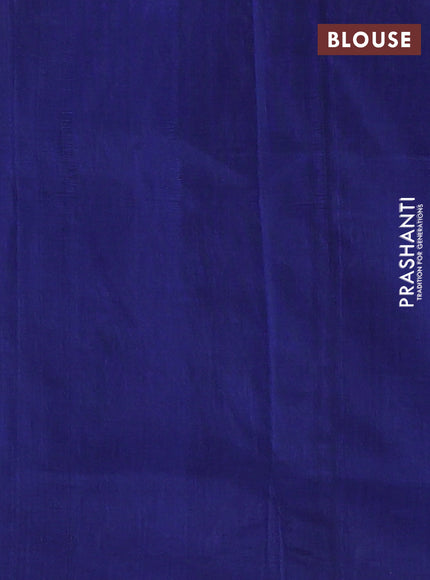 Ikat cotton saree off white and blue with allover ikat weaves and long ikat woven & simple border