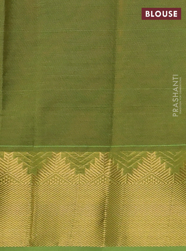 Silk cotton saree deep maroon and light green with plain body and temple zari woven border