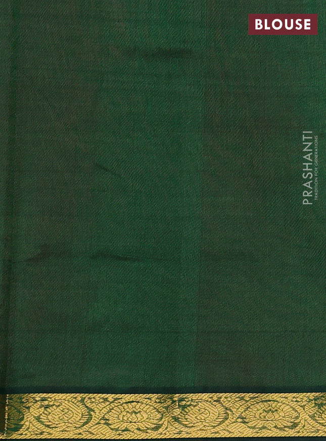 Silk cotton saree red and green with plain body and zari woven border