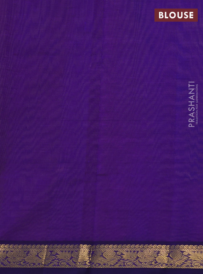 Silk cotton saree sunset orange and violet with plain body and annam zari woven border
