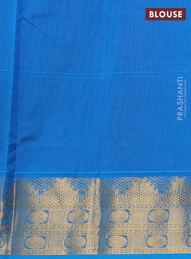 Silk cotton saree purple and cs blue with plain body and zari woven border