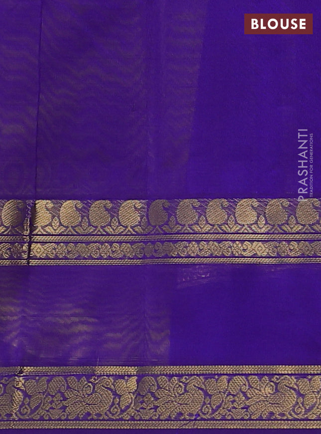 Silk cotton saree lime yellow and blue with plain body and rettapet zari woven border