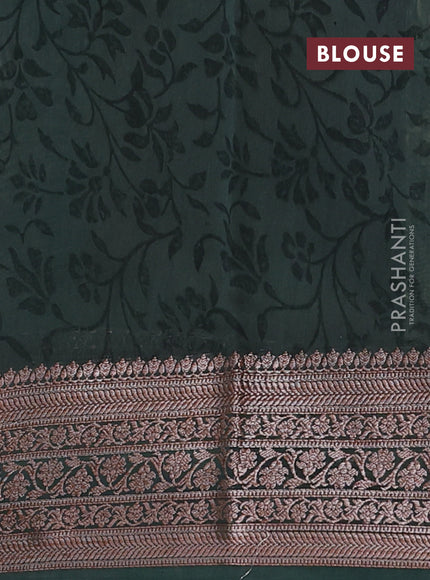 Chanderi silk cotton saree sap green with allover geometric prints and banarasi style border