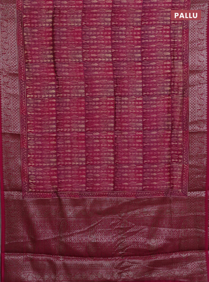 Chanderi silk cotton saree mauve pink with allover prints and banarasi style border