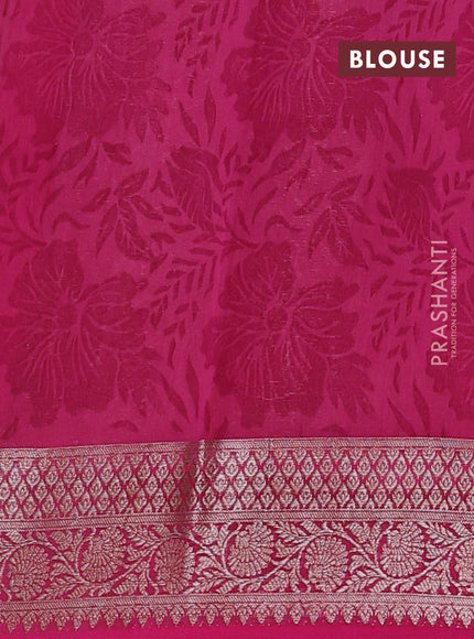 Chanderi silk cotton saree mauve pink with allover prints and banarasi style border