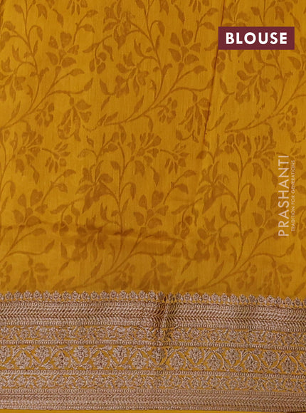 Chanderi silk cotton saree mustard yellow with allover geometric prints and banarasi style border