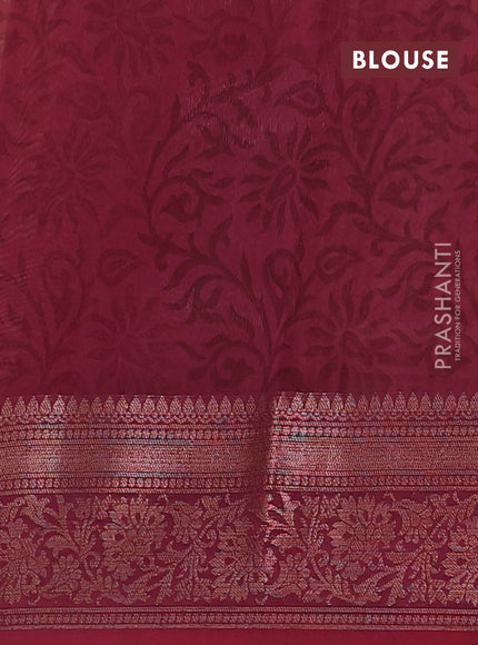 Chanderi silk cotton saree maroon with allover prints and banarasi style border