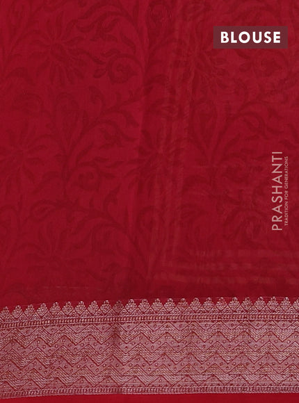 Chanderi silk cotton saree maroon with allover zig zag prints and banarasi style border