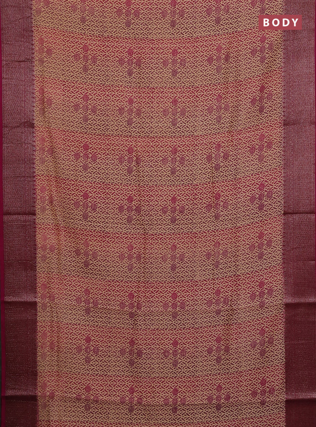 Chanderi silk cotton saree pink with allover prints and banarasi style border