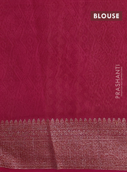 Chanderi silk cotton saree pink with allover prints and banarasi style border