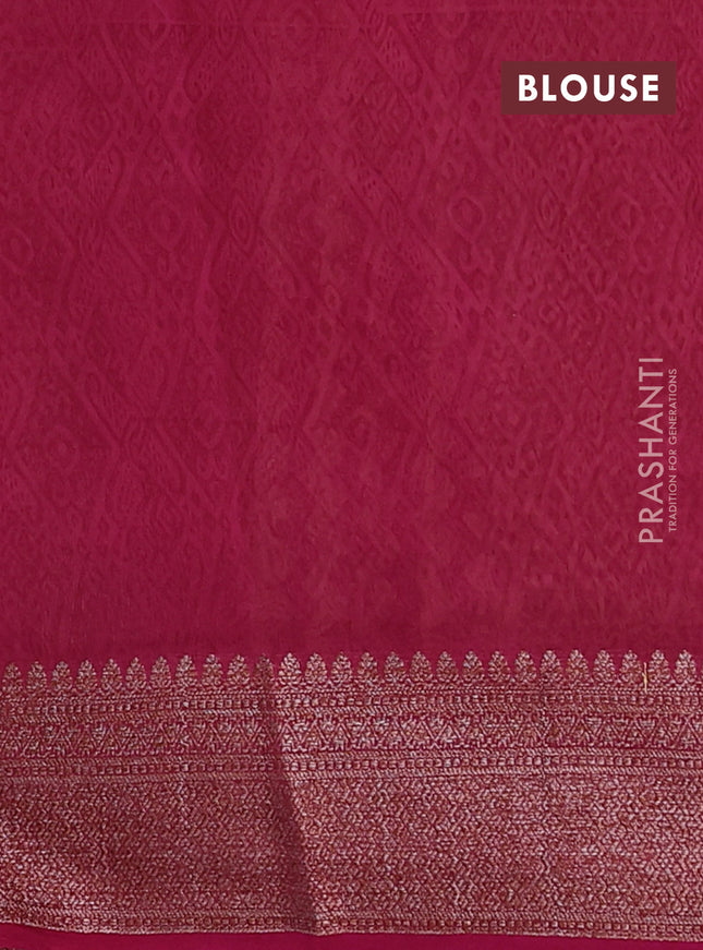 Chanderi silk cotton saree pink with allover prints and banarasi style border