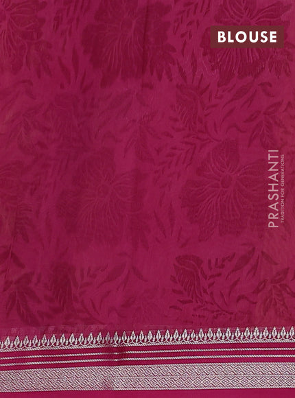 Chanderi silk cotton saree pink with allover geometric prints and silver zari woven border