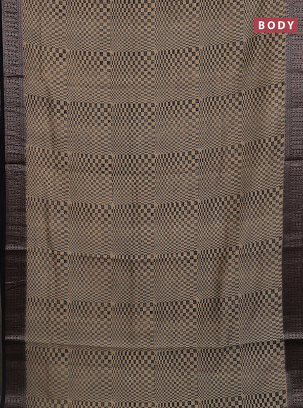Chanderi silk cotton saree black with allover geometric prints and banarasi style border
