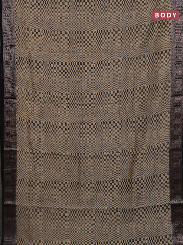 Chanderi silk cotton saree black with allover geometric prints and banarasi style border