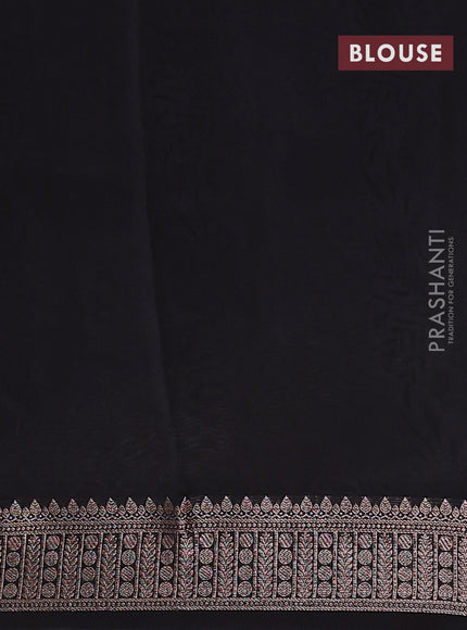 Chanderi silk cotton saree black with allover geometric prints and banarasi style border