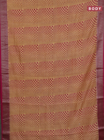 Chanderi silk cotton saree pink with allover geometric prints and banarasi style border