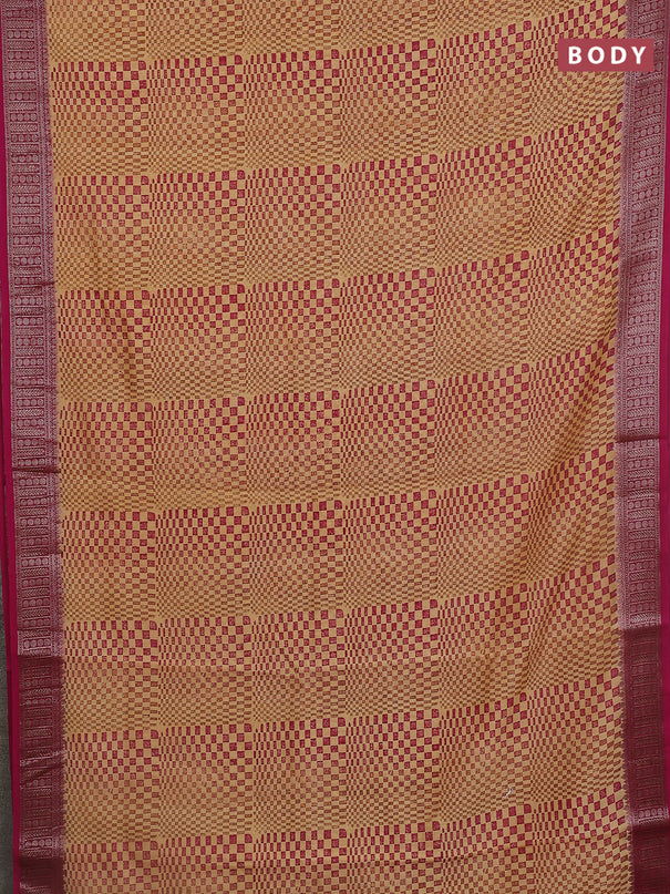 Chanderi silk cotton saree pink with allover geometric prints and banarasi style border