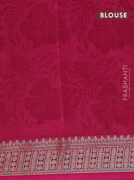 Chanderi silk cotton saree pink with allover geometric prints and banarasi style border