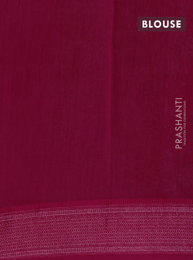 Chanderi silk cotton saree maroon with allover floral prints and woven border