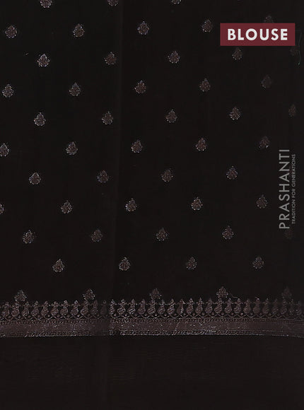Chanderi silk cotton saree sandal and black with allover ajrakh prints & woven butats and printed border