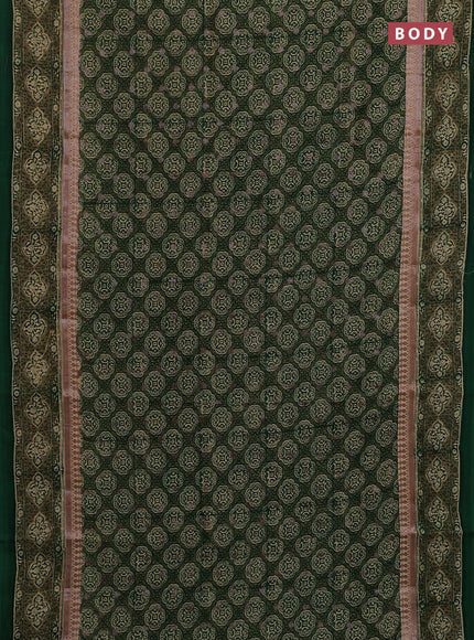 Chanderi silk cotton saree green with allover prints & woven buttas and woven border
