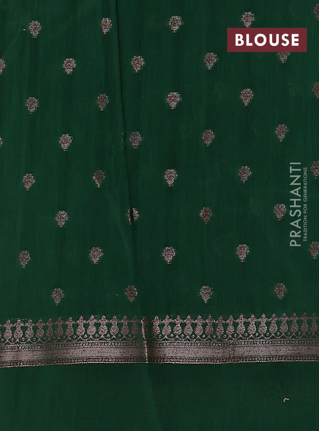 Chanderi silk cotton saree green with allover prints & woven buttas and woven border