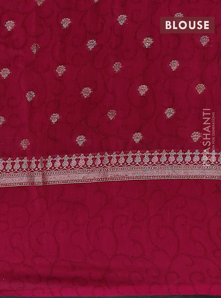 Chanderi silk cotton saree sandal and magenta pink with allover geometric prints & woven buttas and temple design border