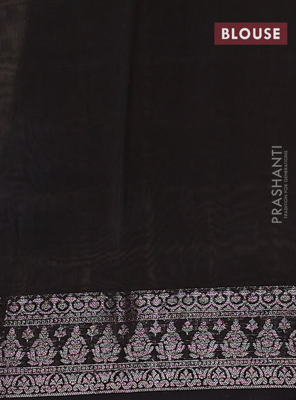 Chanderi silk cotton saree sandal and black with allover geometric prints and banarasi style border